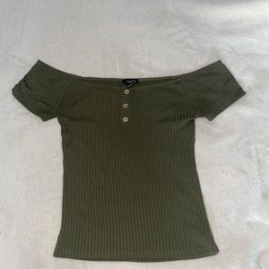 Green off the shoulder top